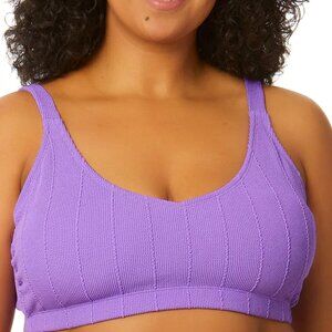 Salt + Cove Popcorn Ribbed Bralette Bikini Top Purple 3X
